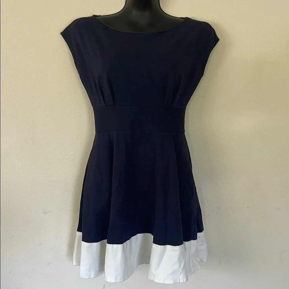 Kate Spade Blue and White Ruffled Tiered Mini Dress